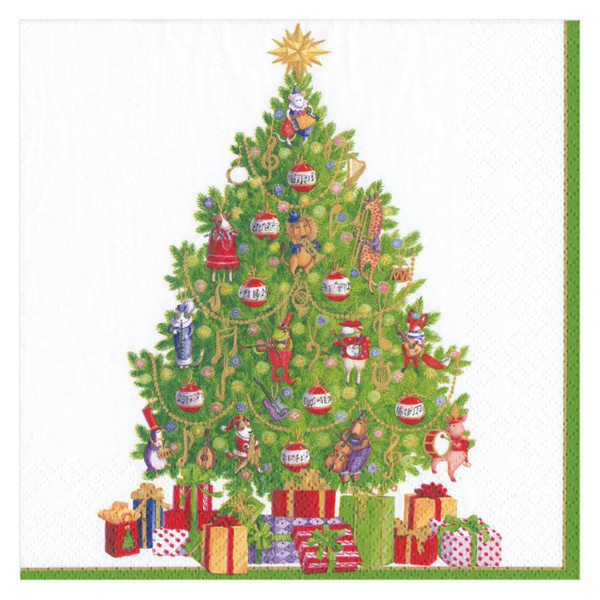 Servietter Musical Christmas Jamboree Tree Paper Coctail Napkins