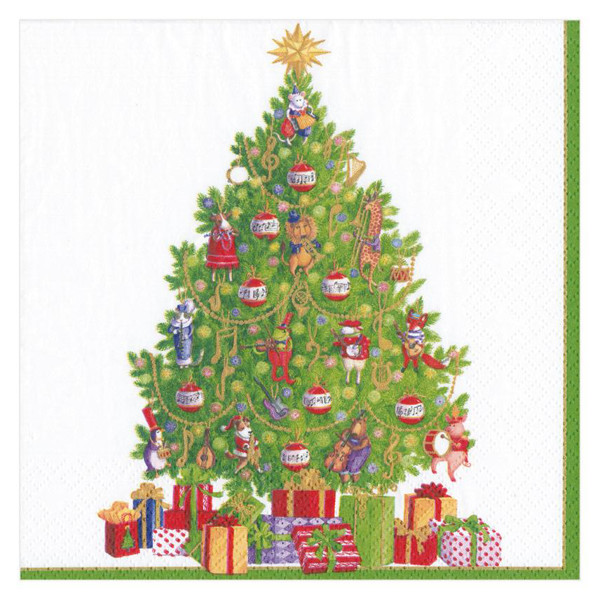 Servietter Musical Christmas Jamboree Tree Paper Lunch Napkins