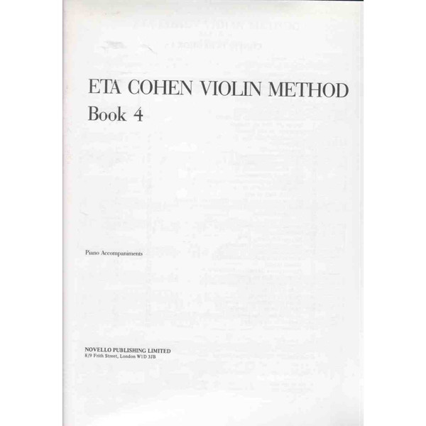 Eta Cohen Violin Method Accompaniment Book 4