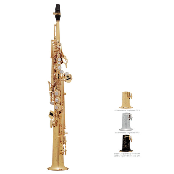 Sopransaksofon Selmer SA80 II, Brush Gold Lacquered Engraved + Gold Lacquered keys, Outfit 