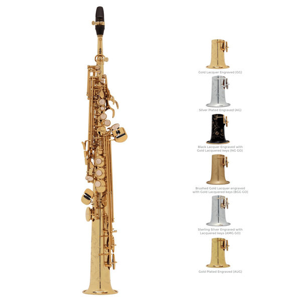 Sopransaksofon Selmer Serie III, Sterling Silver Gold Plated Engraved, Outfit