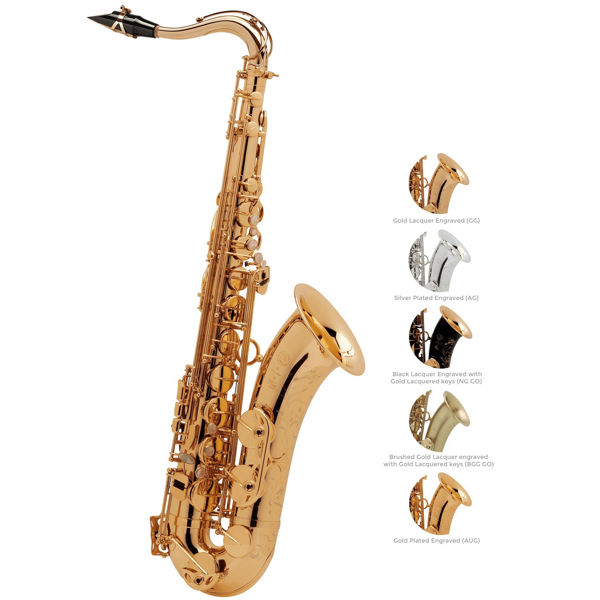 Tenorsaksofon Selmer SA80 II, Brush Gold Lacquered Engraved + Gold Lacquered keys, Outfit 