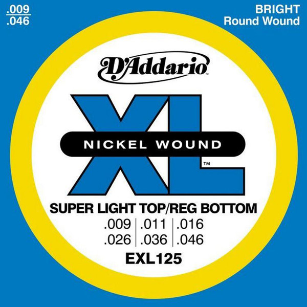 Gitarstrenger Elektrisk D'Addario EXL-125 Super Light / Reg.