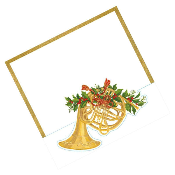 Bordkort Christmas Concert French Horn Die-Cut Place Cards