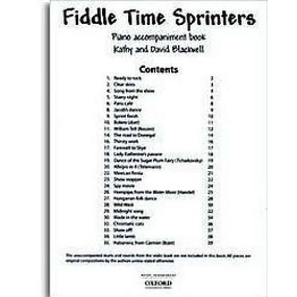 Fiddle Time Sprinters, Piano accompaniment, Blackwell