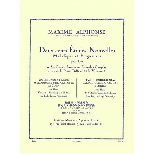 Maxime-Alphonse: 200 Etudes Nouvelles Vol.1 - 70 Etudes Tres Faciles (Horn)