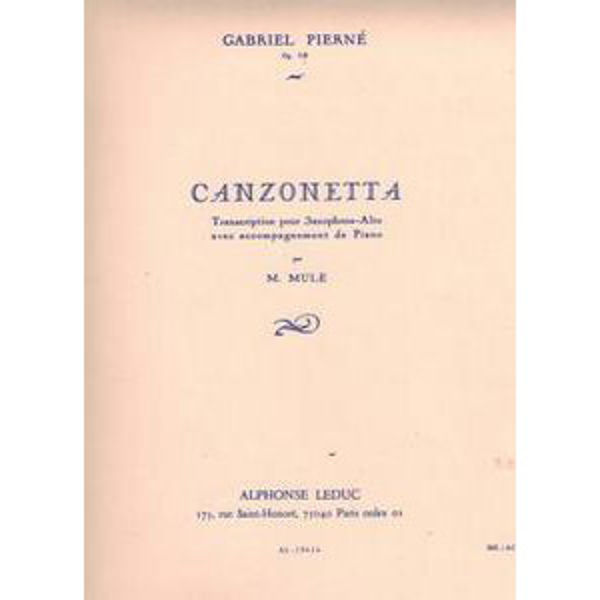 Canzonetta, Op.19 - Alto Saxophone and Piano - Pierné