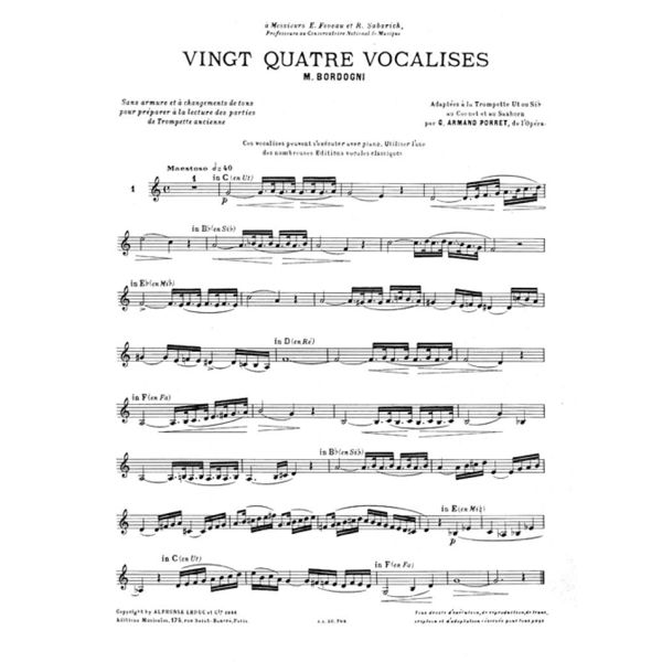 24 Vocalises for Trumpet/Vingt-Quatre Vocalises, Bordogni