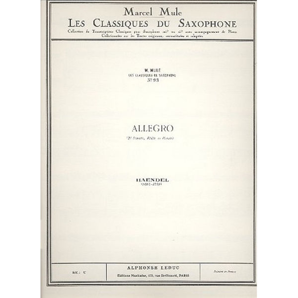Marcel Mule - Allegro - Handel