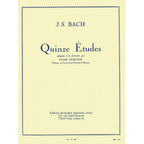 Quinze etudes - 15 etudes - J. S. Bach/Delecluse. Clarinet