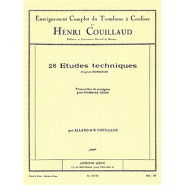 26 Etudes techniques d' apres Bordogni. Trombone, arr Couillaud