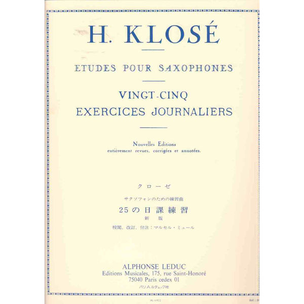 25 Exercises Journaliers pour Saxophones, Klose