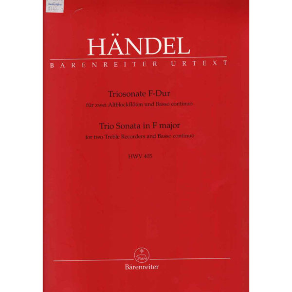 Triosonate F-Dur für 2 Blockflöten und Basso continuo, HWV 405, Händel