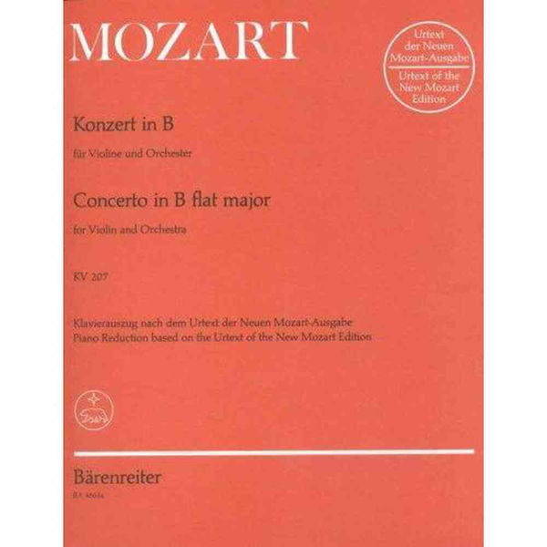 Concerto in B flat major No.1 for Violin and Orchestra, Piano reduction, Mozart, KV207