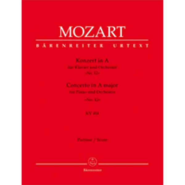 Concerto in A major for Piano and Orchestra, No 12, KV 414, Score - Mozart