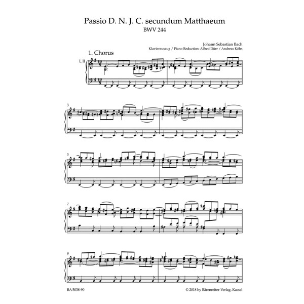 Bach - Matthäus-Passion/St. Matthew Passion BWV 244 Klavierauszug/Vocal Score