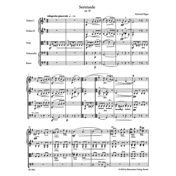 Serenade for Strings op. 20 partitur/score - Edward Elgar