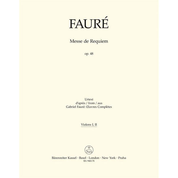 Messe de Requiem op. 48, Gabriel Faure. Violin part (1 and 2)