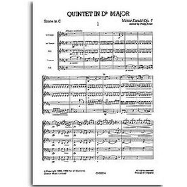 Ewald Quintet In Db Major No 3 (Score And Parts) JB49