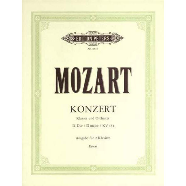 Concerto No. 16 in D K451, Wolfgang Amadeus Mozart - Piano Duett