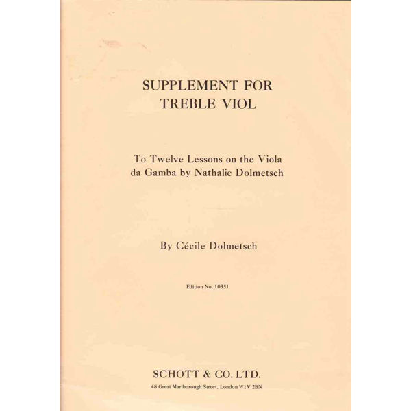 Supplement For Treble Viol, Cécile Dolmetsch