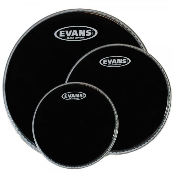 Trommeskinnpakke Evans Black Chrome, ETP-CHR-F, 10,12,14, Fusion, Black