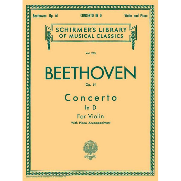 Concerto D major op. 61 for Violin and Orchestra, Ludwig van Beethoven - Violin and Piano