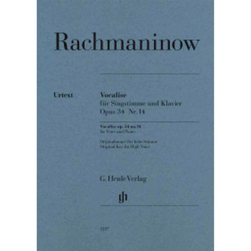 Vocalise Op 34 No 14 Voice and Piano (original Keys for high Voice). Sergej Rachmaninoff