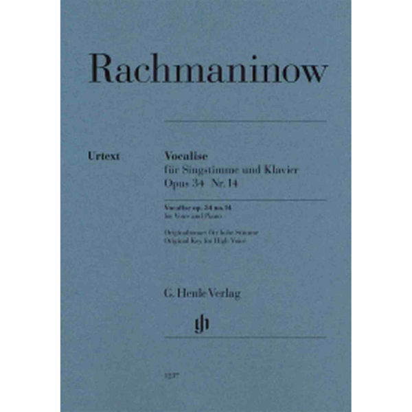 Vocalise Op 34 No 14 Voice and Piano (original Keys for high Voice) Rachmanoniw