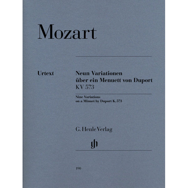 9 Variations on a Minuet by Duport K. 573, Wolfgang Amadeus Mozart - Piano solo