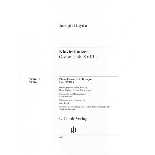 Concerto for Piano (Harpsichord) and Orchestra G major Hob. XVIII:4, Joseph Haydn - Violin Part 1