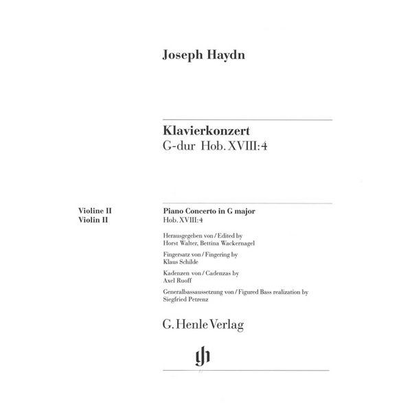 Concerto for Piano (Harpsichord) and Orchestra G major Hob. XVIII:4, Joseph Haydn - Violin Part 2
