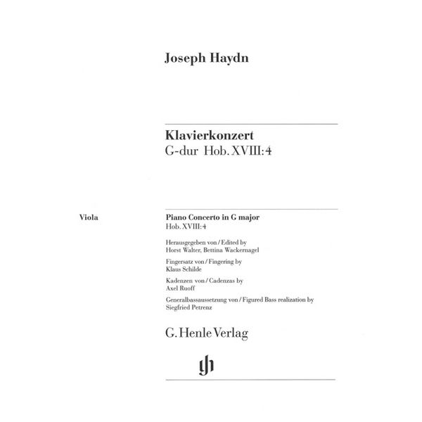 Concerto for Piano (Harpsichord) and Orchestra G major Hob. XVIII:4, Joseph Haydn - Viola Part