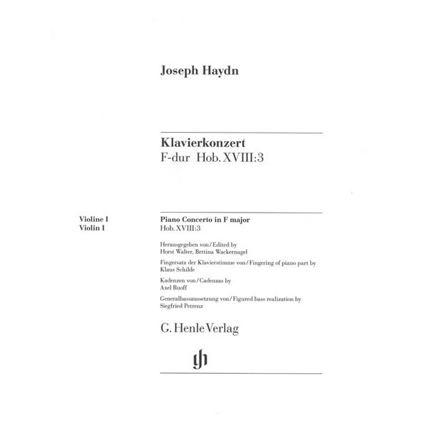 Concerto for Piano (Harpsichord) and Orchestra F major Hob. XVIII:3, Joseph Haydn - Violin Part 1