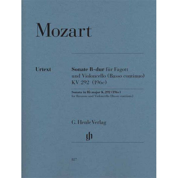 Sonata in Bb major K. 292 (196c), Wolfgang Amadeus Mozart - Bassoon, Violoncello (Bc)