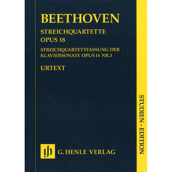 String Quartets op. 18,1-6 and String Quartet-Version of the Piano Sonata, op. 14,1, Ludwig van Beethoven - String Quartet, Study Score