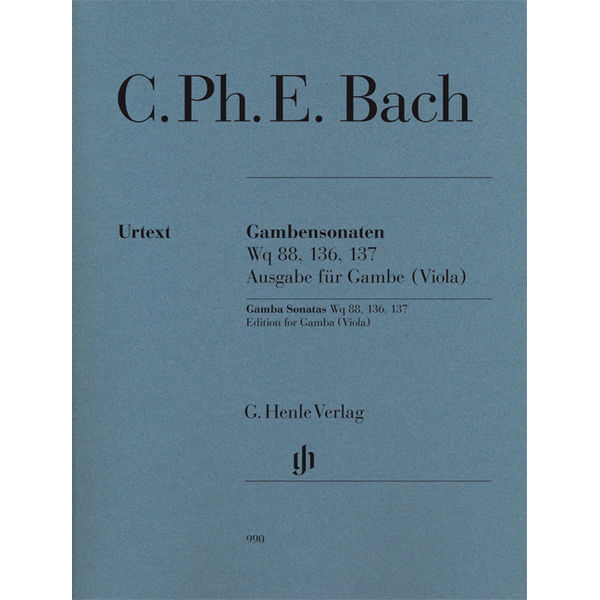 Gamba Sonatas Wq 88, 136, 137 (Edition for Gamba (Viola)) , Carl Philipp Emanuel Bach - Gamba (Viola) and Basso continuo / Gamba (Viola) and Cembalo