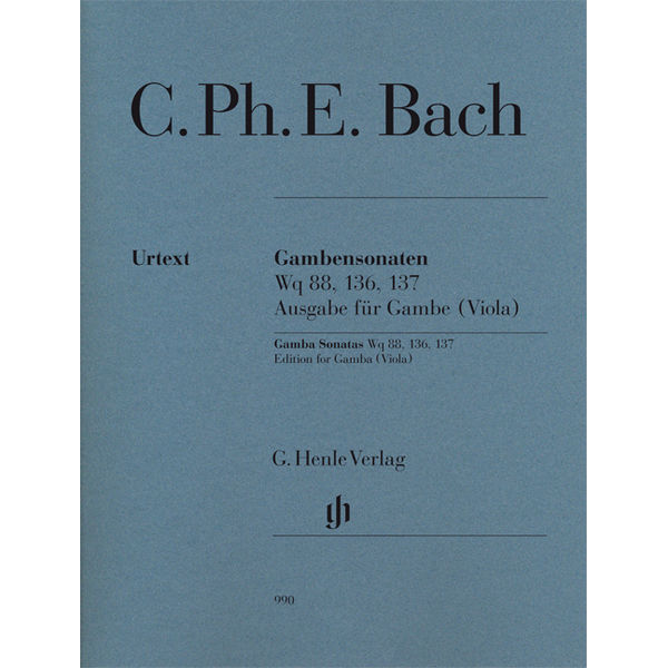 Gamba Sonatas Wq 88, 136, 137 (Edition for Gamba (Viola)) , Carl Philipp Emanuel Bach - Gamba (Viola) and Basso continuo / Gamba (Viola) and Cembalo