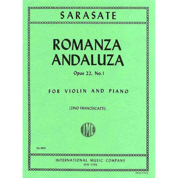 Romanza Andaluza, Op. 22, No.1 for Violin and Piano, Sarasate