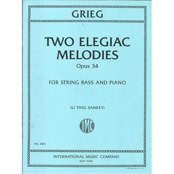 Two Elegiac Melodies op 34, Double bass and Piano. Edvard Grieg arr Wittenbecher