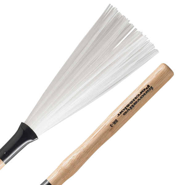 Visper Innovative Percussion BR-3, Wood Handle Nylon Brushes, Medium