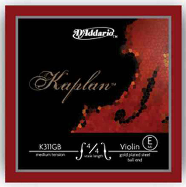 Fiolinstreng Kaplan D'Addario 1E Gold Plated Steel m/kule Medium Tension