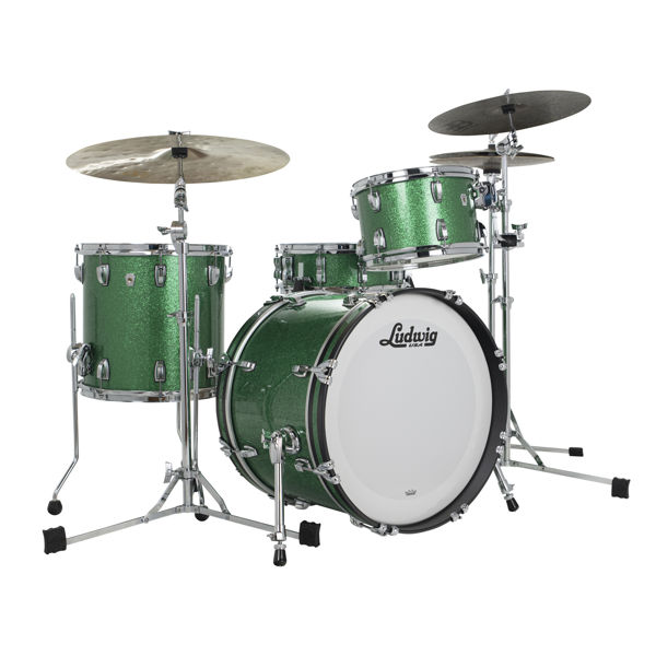 Slagverk Ludwig Classic Oak Downbeat 20 Shell Pack, m/Triad Mount, Green Sparkle