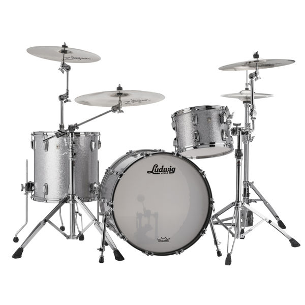 Slagverk Ludwig Classic Maple Pro Beat 24 Shell Pack, m/Atlas Mount, Silver Sparkle