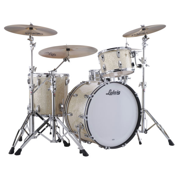 Slagverk Ludwig Classic Maple Pro Beat 24 Shell Pack, m/Atlas Mount, Vintage White Marine Pearl