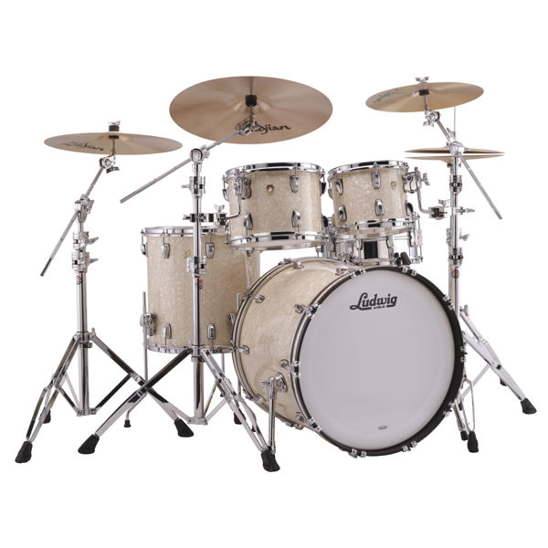 Slagverk Ludwig Classic Maple Mod 22 Shell Pack, m/Atlas Mount, Vintage White Marine Pearl