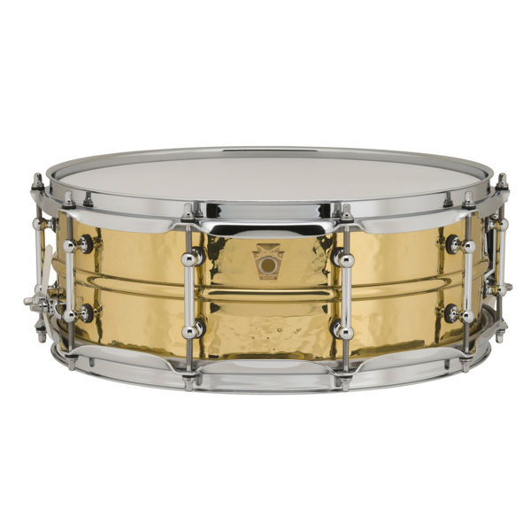 Skarptromme Ludwig Hammered Brass LB420BKT, 14x5, Chrome Hardware, Tube Lugs, Die-Cast, w/P86 Strainer