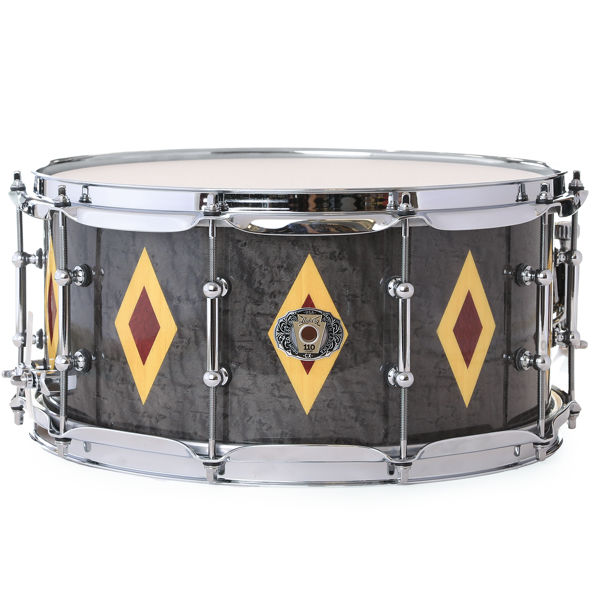 Skarptromme Ludwig Legacy Mahogany LLS503XXCX2, 110th Anniversary Flash Diamond Inlay Charcoal, 14x6,5