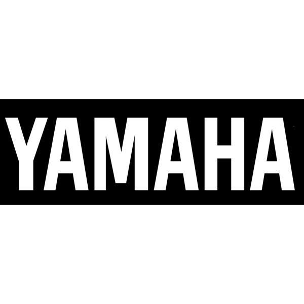 Logo Yamaha, White (Small), Til Stortrommeskinn Str 11x3 cm