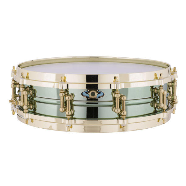 Skarptromme Ludwig Black Magic LW0414CP, Carl Palmer, 14x3,7, Green Beaded Brass, Brass Hardware, Die-Cast Hoops